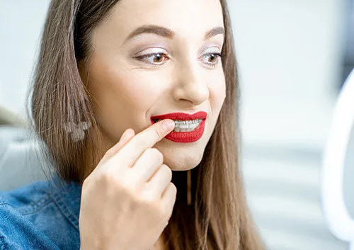 Portrait of a woman with braces