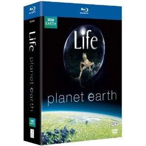 BBC Life and Planet Earth Blu-ray box set with Earth and nature imagery on packaging.