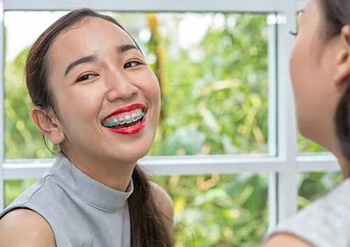 Women applying red lipstick. Beauty woman take lipstick, Girl fr