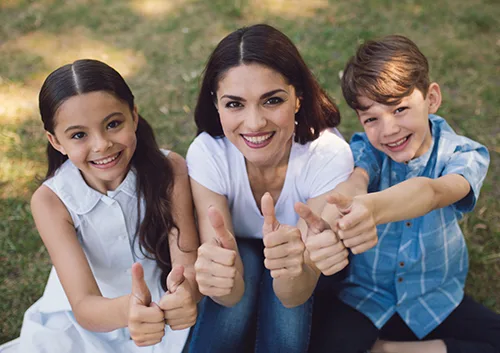 Group of children with teacher in park