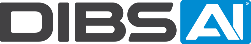 DIBS AI logo featuring dark gray text and blue triangular symbol on white background.